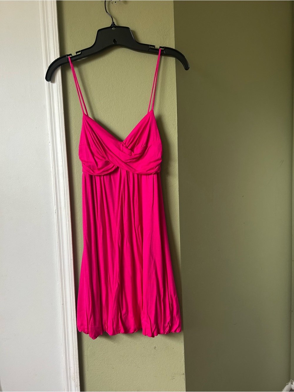 Forever 21 Hot Pink Draped Spaghetti Strap Bubble Hemline Dress Sz S